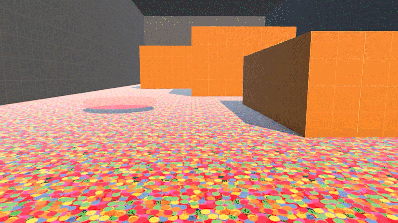 A gif of the player caught by the ballpit monster
