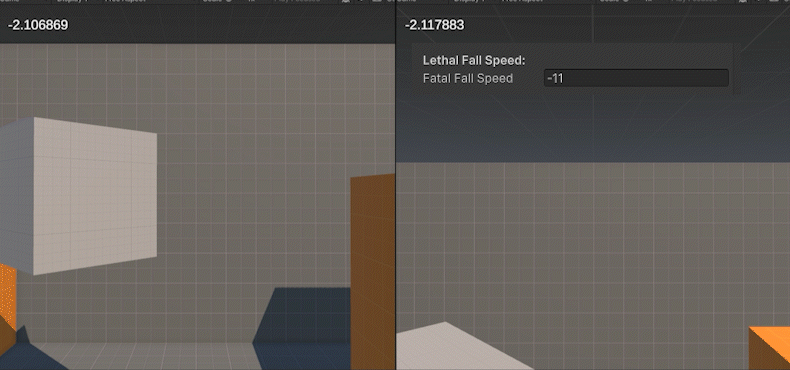 A gif of the player falling too hard